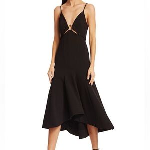 Acler Black Spaghetti-Strap Cutout Midi Dress